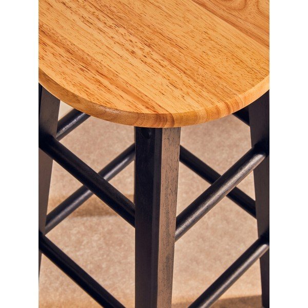 Sedia da bar nera/di colore naturale in legno di cauciù massiccio (altezza della seduta 74 cm) Chester – Premier Housewares-image-4