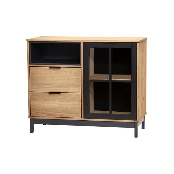 Cassettiera marrone-nera in legno di pino massiccio Denise, larghezza 95,6 cm - Marckeric-image-4