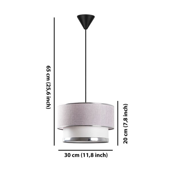 Lampadario grigio/argentato con paralume in tessuto ø 30 cm Cake – Opviq lights-image-4