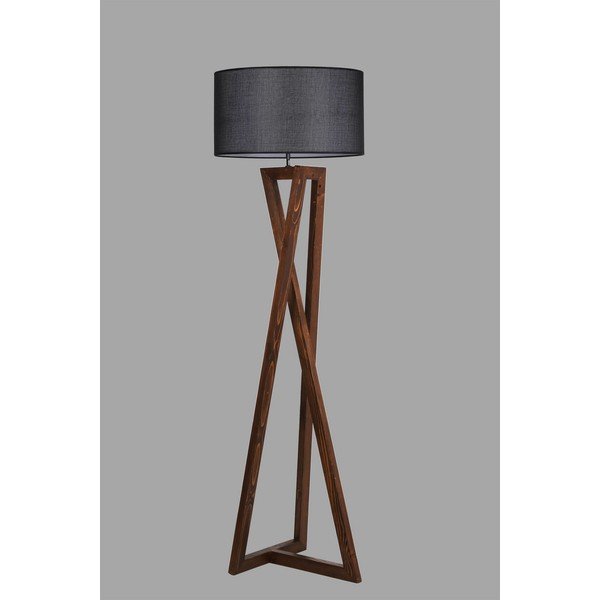 Lampada da terra nera/marrone con paralume in tessuto (altezza totale 149 cm) Maçka – Opviq lights-image-1