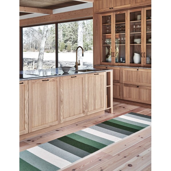 Passatoia da interno/esterno verde/color crema 70x200 cm Molly Woods – Pappelina-image-1