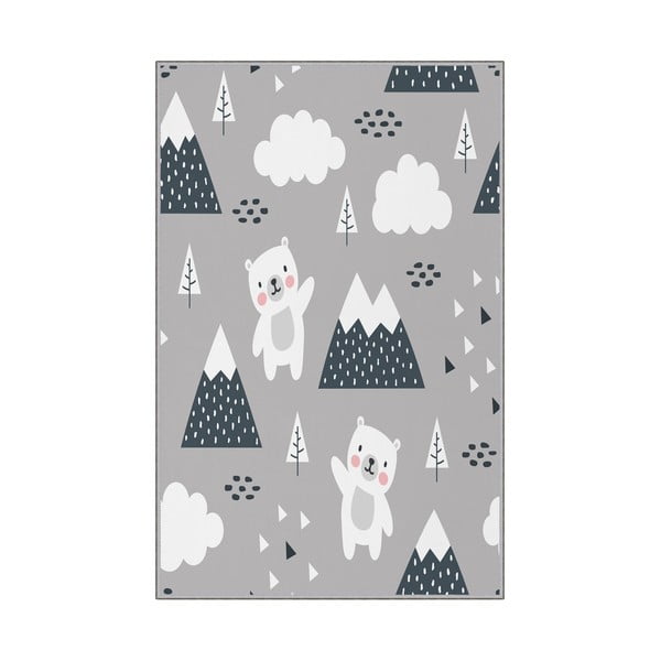 Tappeto antiscivolo grigio per bambini Bears, 80 x 120 cm - Conceptum Hypnose