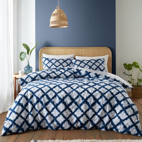 Biancheria da letto singola blu e bianca 135x200 cm Shibori Tie Dye - Catherine Lansfield