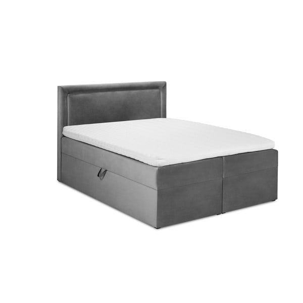 Letto boxspring grigio con contenitore 160x200 cm Yucca - Mazzini Beds