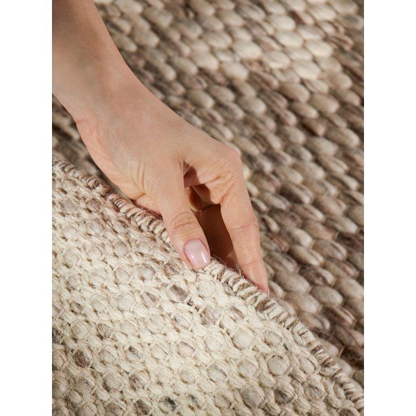 Tappeto rotondo beige/di colore naturale in lana tessuto a mano ø 200 cm Lyon Beans – Elle Decoration-image-3