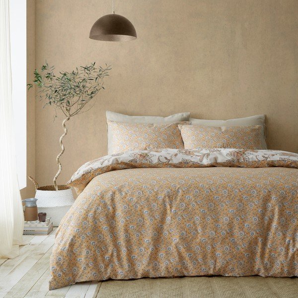 Biancheria da letto singola marrone-beige 135x200 cm Sahara Floral - Pineapple Elephant-image-1