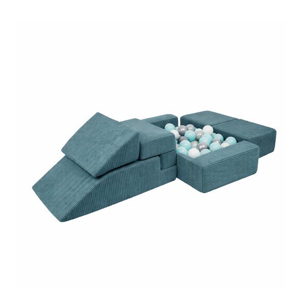 Gioco per psicomotricità turchese in velluto a coste 6 pz altezza totale 40 cm 100x35 cm Montessori – Meowbaby