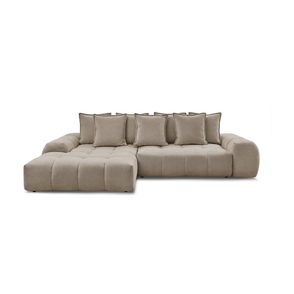 Divano angolare grigio tortora allungabile e con contenitore (penisola a sinistra/chaise lounge) con rivestimento in ciniglia Everest – Bobochic Paris