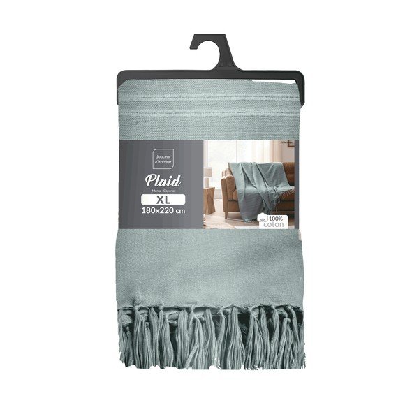 Copriletto verde in cotone 125x150 cm Lilia – douceur d'intérieur-image-2