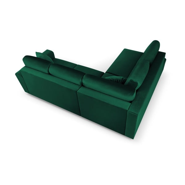 Divano angolare verde allungabile e con contenitore (con penisola a sinistra/a L) con rivestimento in velluto Kyoto – Cosmopolitan Design-image-4