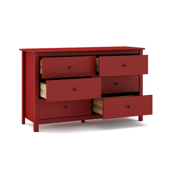 Cassettiera bassa rossa in pino 130x80 cm Misti - Marckeric-image-4