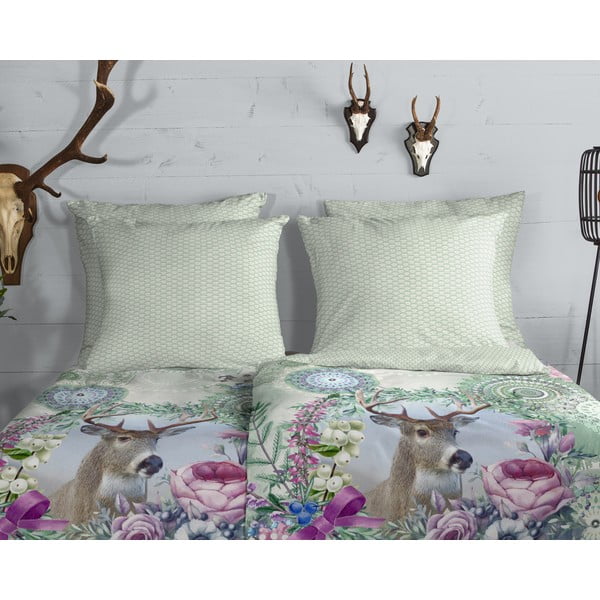 Biancheria da letto verde in flanella per letto singolo 140x200 cm Romini – HIP-image-2