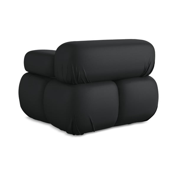 Parte divano componibile nero (con penisola a destra) con rivestimento in finta pelle Lokua – Makamii-image-4