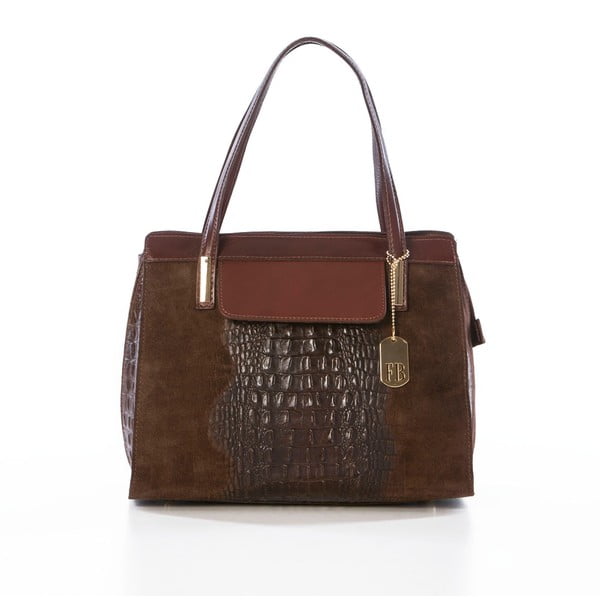 Kožená kabelka Croco Brown