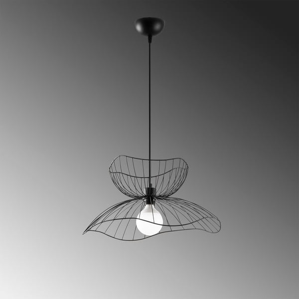 Lampadario nero con paralume in metallo ø 50 cm Farac – Opviq lights-image-4