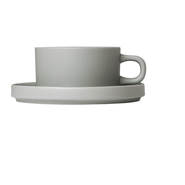 Set di 2 tazze da tè in ceramica grigio chiaro con piattini , 170 ml Pilar - Blomus