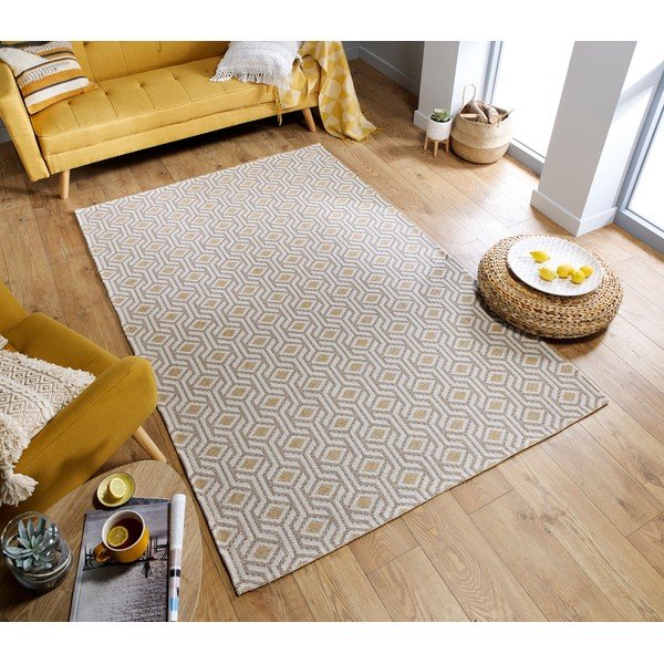 Tappeto in cotone beige e giallo , 192 x 290 cm Bombax - Flair Rugs-image-4