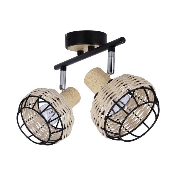 Lampada da soffitto nera e crema con paralume in metallo e rattan ø 12 cm Tajga - Candellux Lighting-image-1