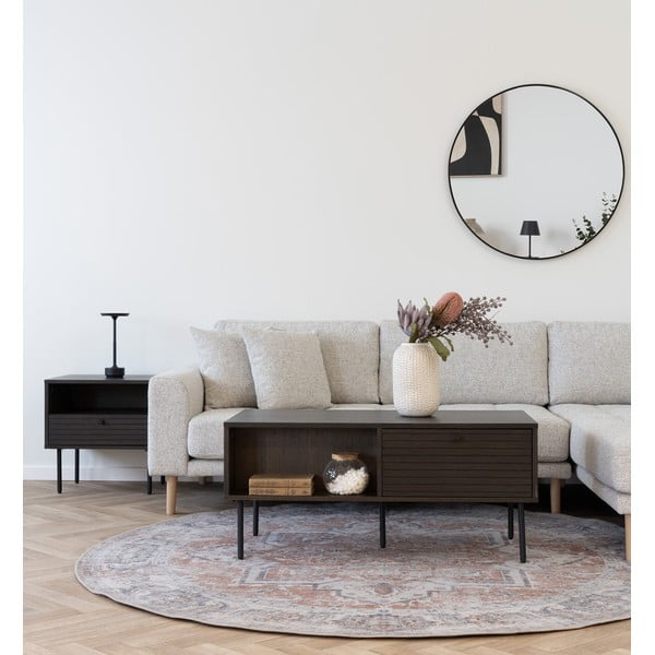 Tavolino da salotto marrone scuro con effetto rovere 50x100 cm Kyoto – House Nordic-image-1