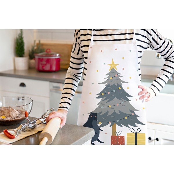 Grembiule in cotone con motivo natalizio Crazy Cat Xmas - Butter Kings-image-1