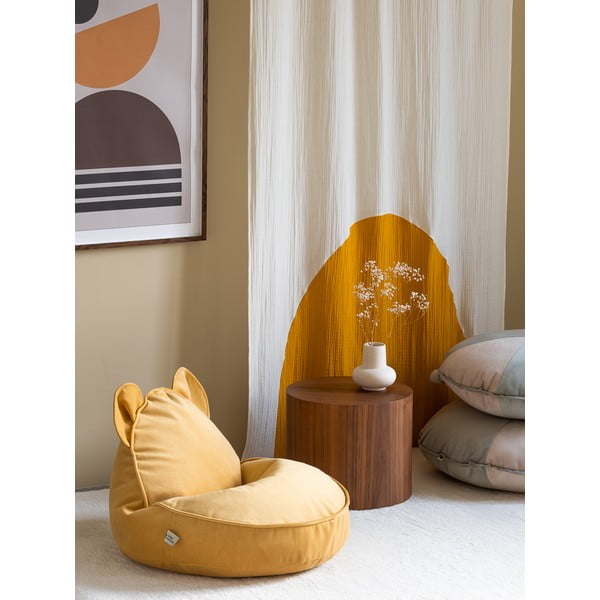 Pouf a sacco per bambini giallo con rivestimento in velluto Bear – Wigiwama-image-1