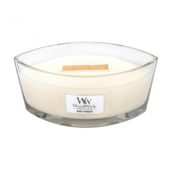 Candela al profumo di vaniglia, miele e rosa Polvere di bambino, autonomia 30 ore - WoodWick