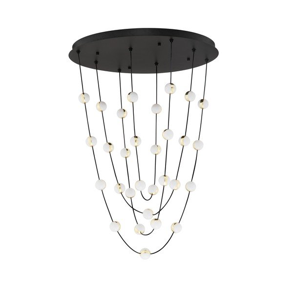 Lampadario LED nero opaco in alluminio con paralume in vetro acrilico con intensità regolabile ø 84 cm Alcinoe – Nova Luce