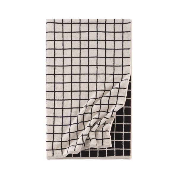 Asciugamano nero/beige in cotone 90x150 cm Grid – Jotex