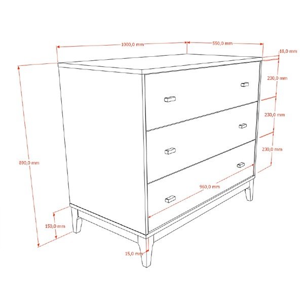 Credenza colore naturale scuro con effetto noce 100x89x55 cm Ilyas – Vipack-image-2