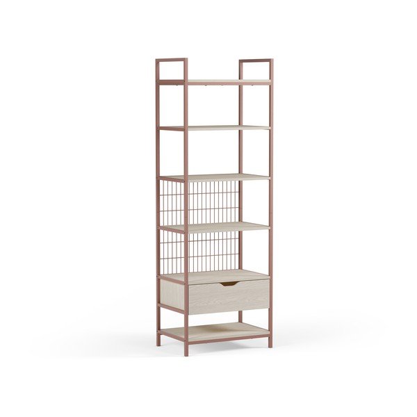 Libreria color terracotta in acciaio 60x179,5x40 cm Amara – Marckeric