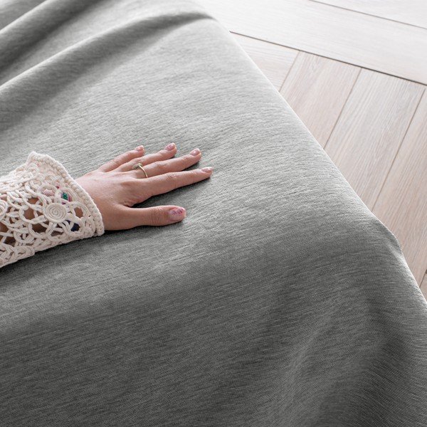 Copriletto grigio in ciniglia 220x240 cm Talo – Filumi-image-3