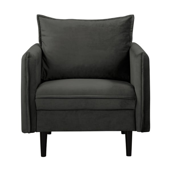 Poltrona grigio scuro con rivestimento in velluto Juli – Ropez-image-1