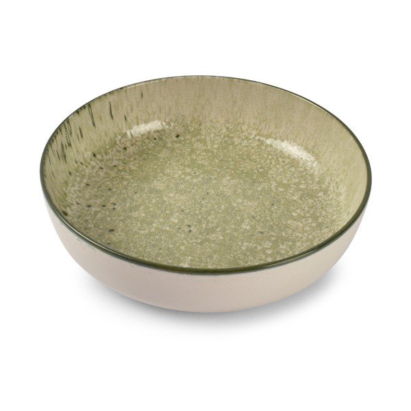 Piatto fondo verde/color crema in gres ø 18,5 cm Gravel – ONA