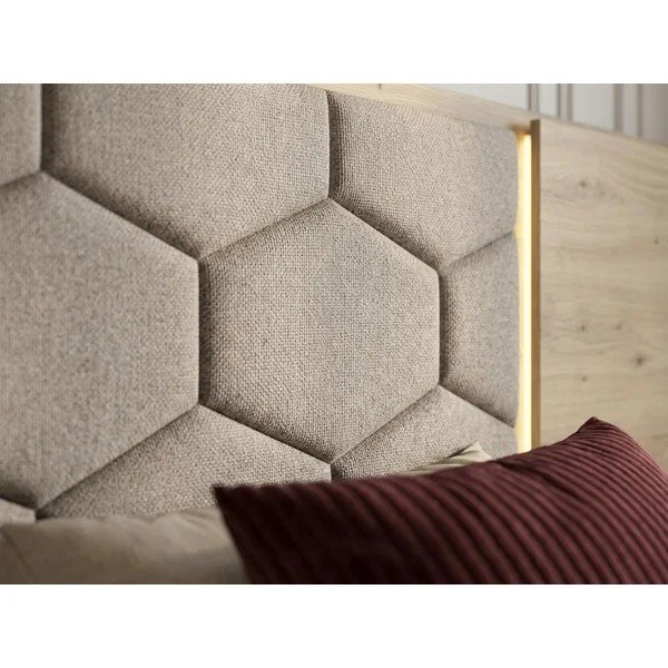 Letto matrimoniale imbottito/in truciolato grigio tortora con contenitore con rete inclusa 160x200 cm Palmeraie – Bobochic Paris-image-3