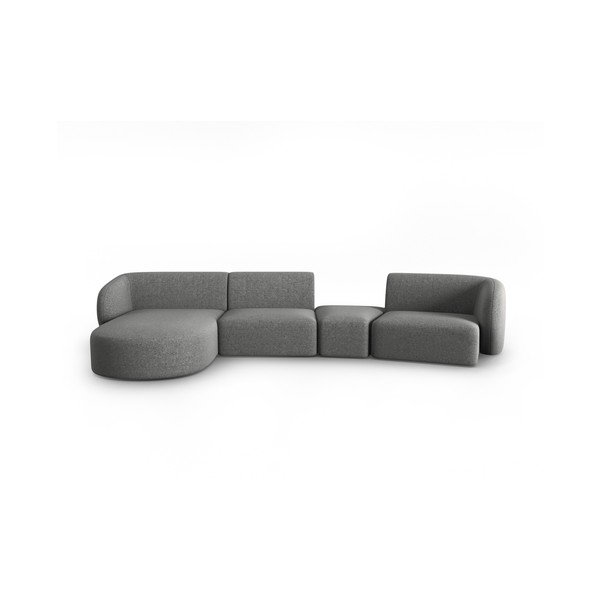 Divano angolare grigio (con penisola a sinistra/con chaise lounge) con rivestimento in ciniglia Paolo – Milo Casa