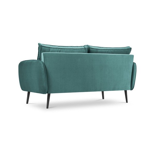 Divano in velluto blu petrolio con gambe nere , 158 cm Lento - Kooko Home-image-3
