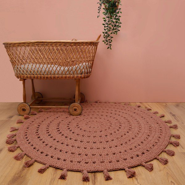 Tappeto a mano in cotone rosa antico, ø 120 cm Nila - Nattiot-image-2