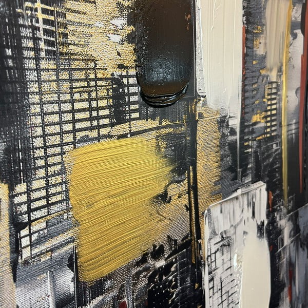 Quadro con elementi dipinti a mano 70x100 cm Cityscape – Styler-image-2