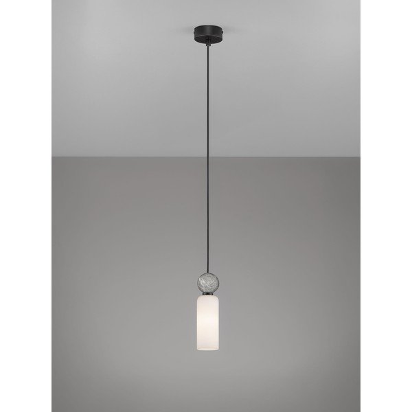 Lampadario nero opaco in pietra con paralume in vetro ø 6 cm Filomena – Nova Luce-image-4