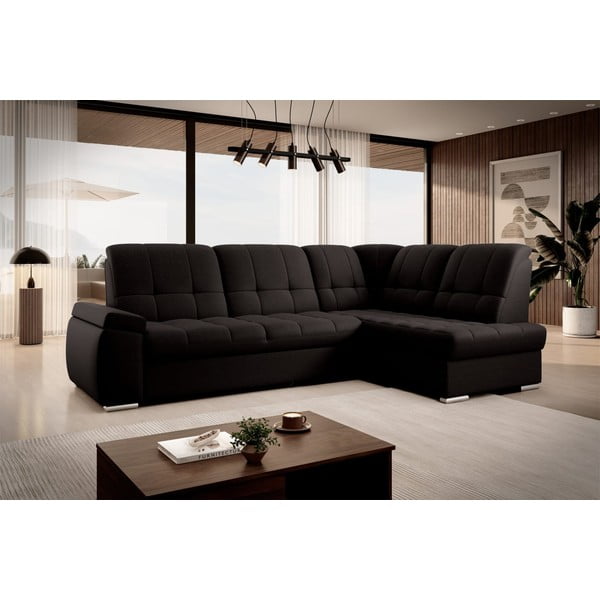 Divano angolare marrone allungabile/con contenitore (con penisola a destra/a L) Sado – ELTAP-image-4