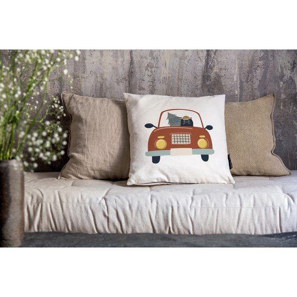 Federa decorativa a tema Natale 45x45 cm Cat Driver – Butter Kings-image-1
