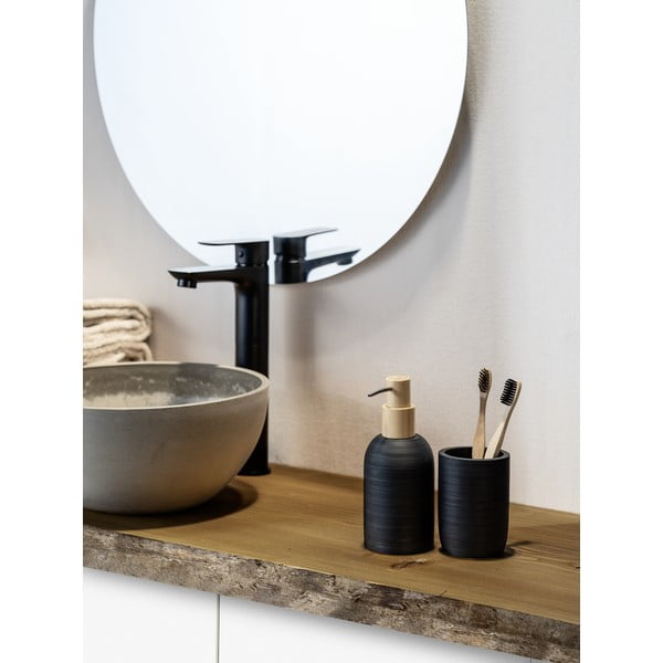 Portaspazzolino nero opaco in poliresina Altavalle – Wenko-image-1