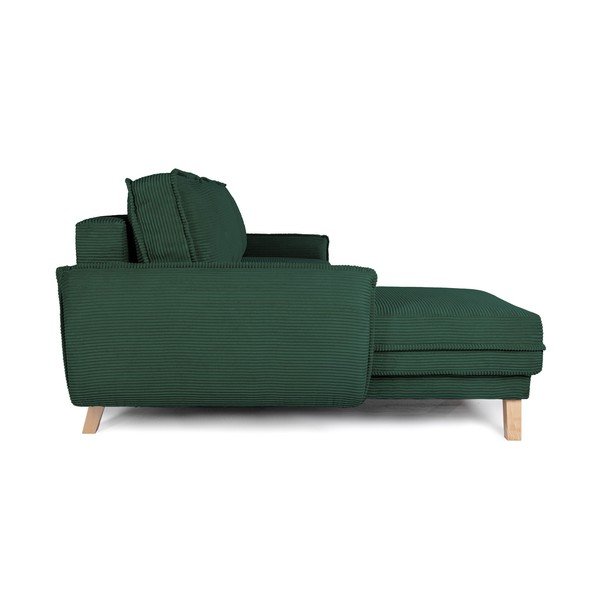 Divano angolare verde scuro allungabile/con contenitore con rivestimento in velluto a coste Tori – Bonami Selection-image-4