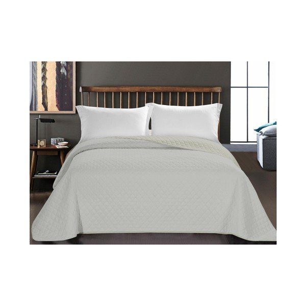 Copriletto bifacciale in microfibra grigio e beige Axel Ivory Ecru, 200 x 220 cm - DecoKing-image-1