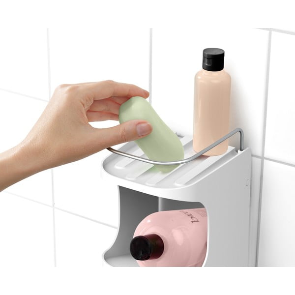 Mensola in plastica bianca autoportante per il bagno Capsule - Joseph Joseph-image-4