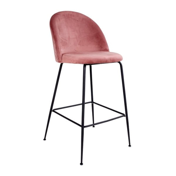 Set di 2 sedie da bar rivestite in velluto rosa con gambe nere Lausanne - House Nordic