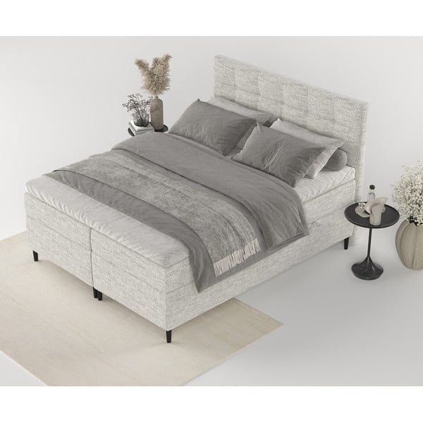 Letto boxspring grigio chiaro con contenitore 140x200 cm Urbaneo - Maison de Rêve-image-4
