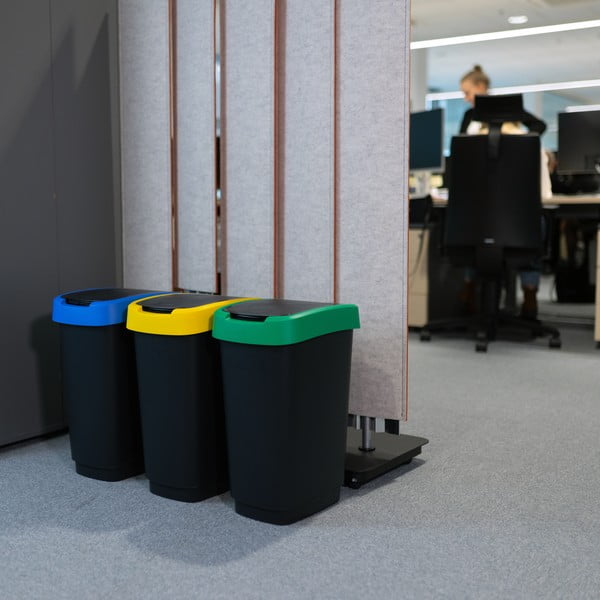 Set di 3 cestini neri per rifiuti differenziati in plastica riciclata 25 l Twist - Rotho-image-3