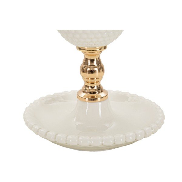 Lampada da tavolo bianca con paralume in tessuto (altezza 40 cm) Napoli - Mauro Ferretti-image-3