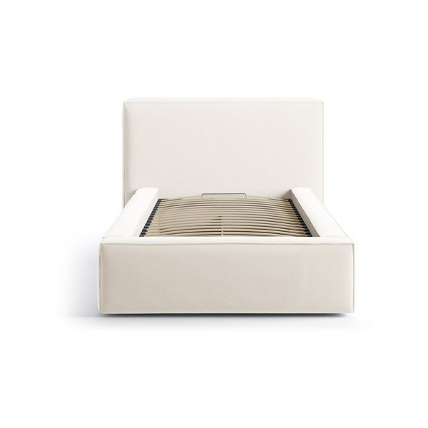 Letto singolo imbottito color crema con contenitore con rete inclusa 90x200 cm Jodie – Micadoni -image-3